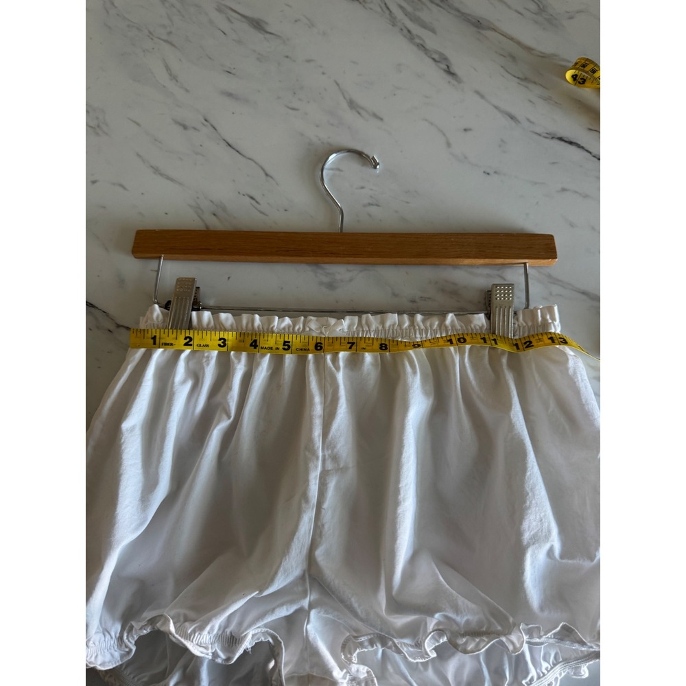 For Love & Lemons White Ruffle Bloomer Shorts XS Lounge Sleepwear Bow Detail - Picture 3 of 6